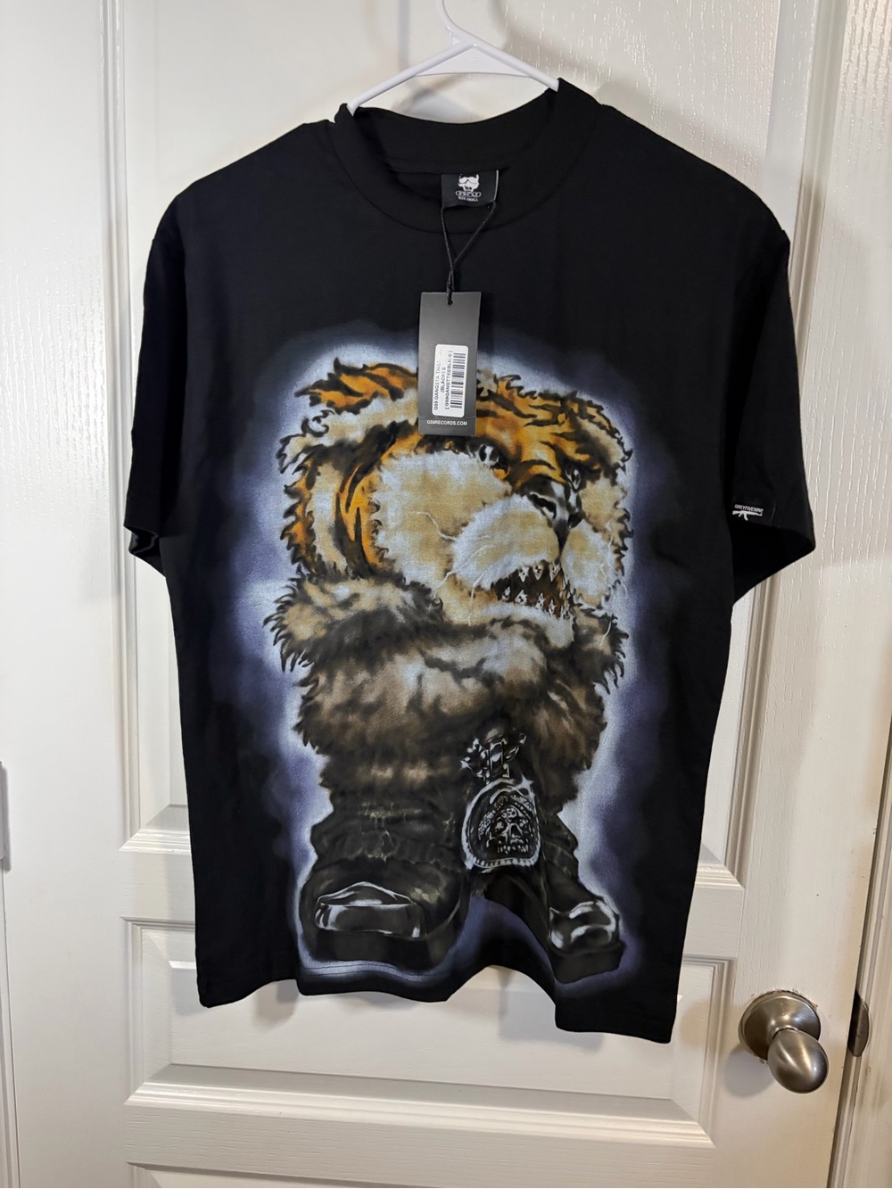 Men's Black Short Sleeve Tee with Graphic Teddy Bear Print